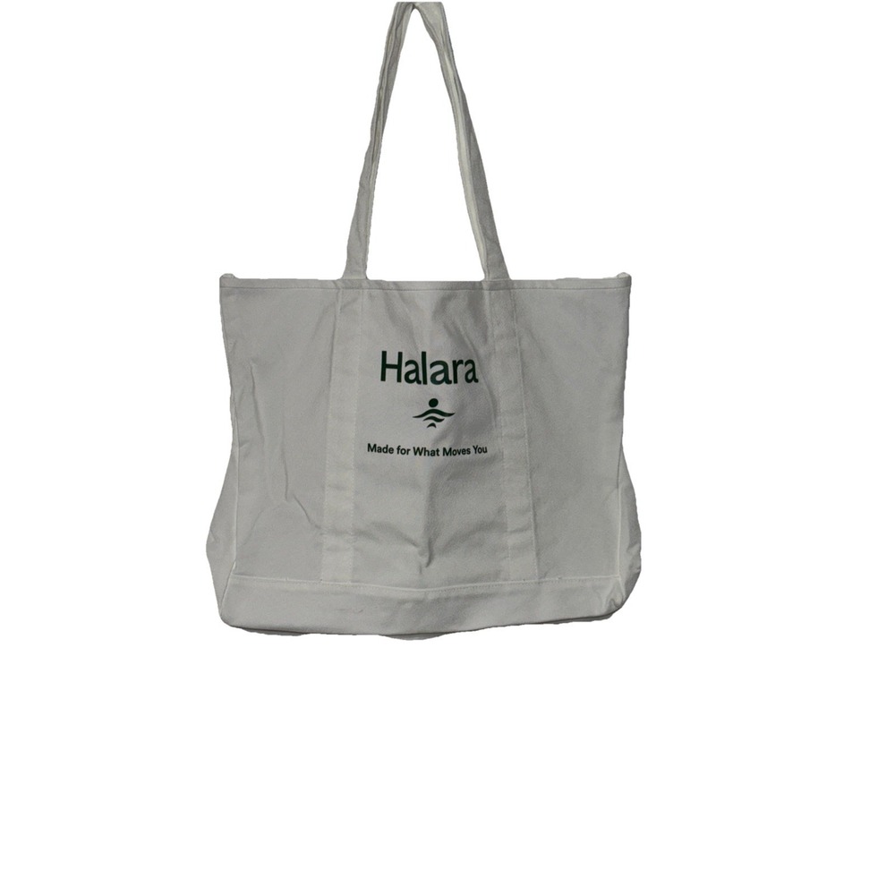 Halara Canvas Tote Bag White Green‎ Made For What Moves You
